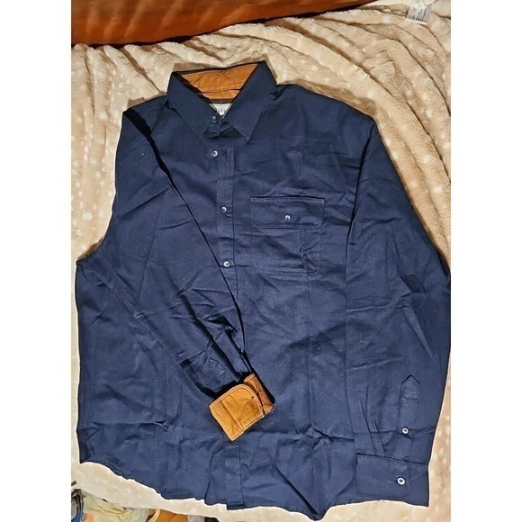 GIOBERTI Flannel Shirt Men's XL Navy BLUE Corduroy Flip Cuffs Grunge Core - Picture 1 of 5